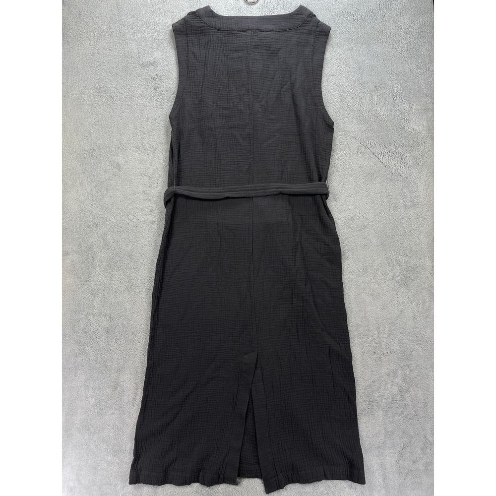 Faherty Dress Women Large Gray Dream Organic Cotton Costa Midi Sleeveless Belted - Picture 8 of 11